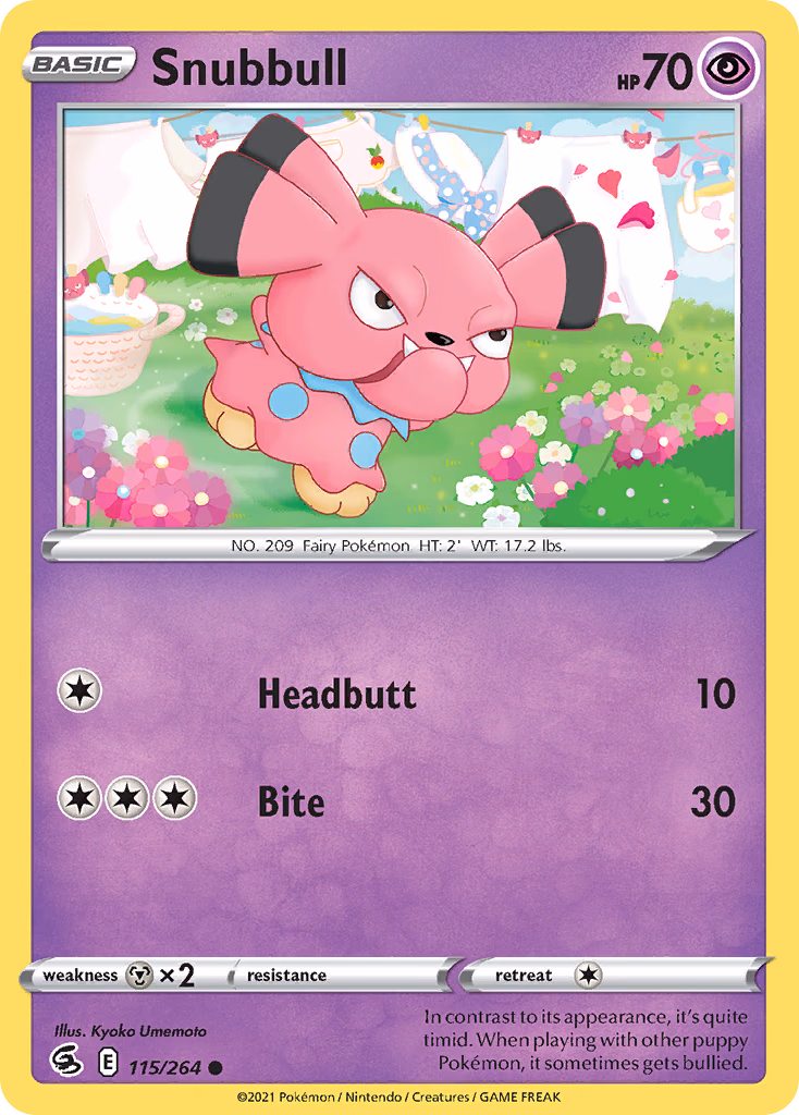 Snubbull Pokemon card (115/264, Fusion Strike)