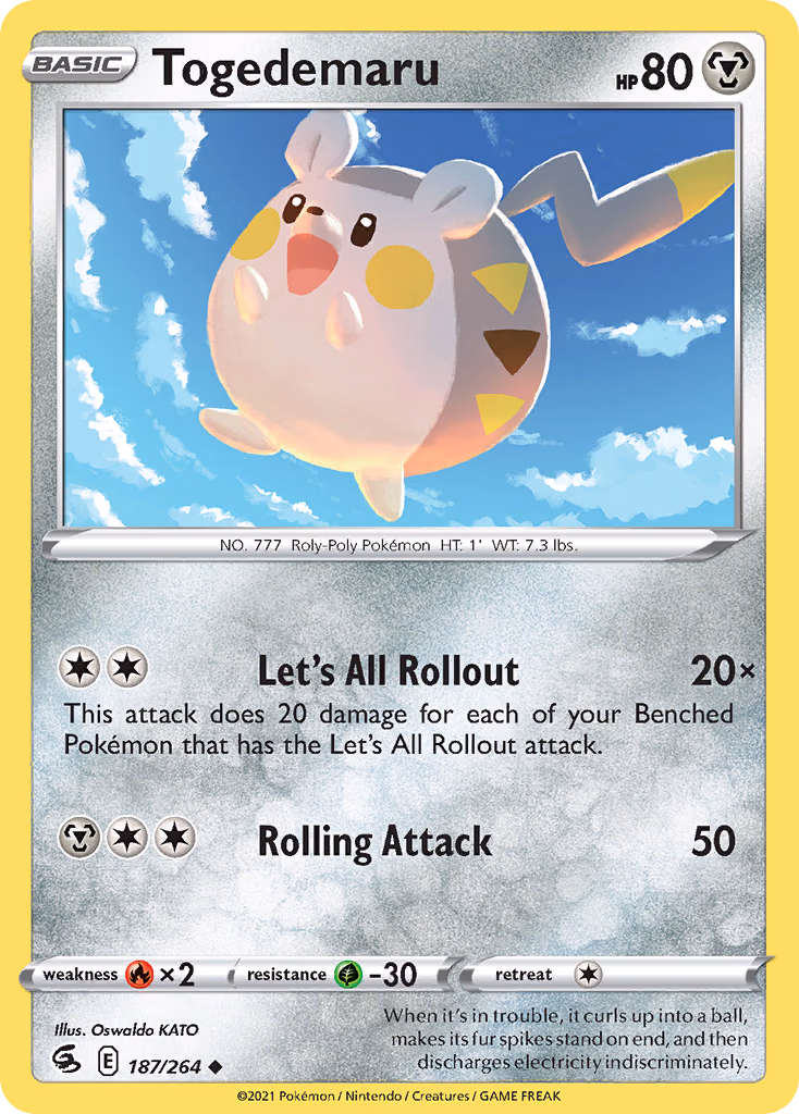 Togedemaru Pokemon card (187/264, Fusion Strike)