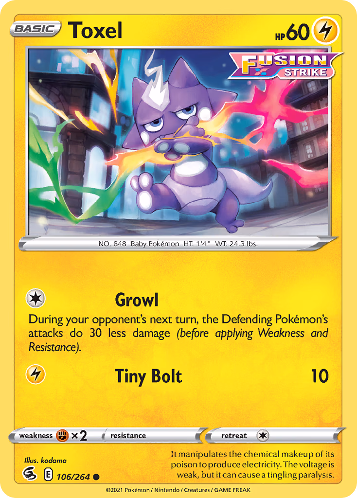 Toxel Pokemon card (106/264, Fusion Strike)