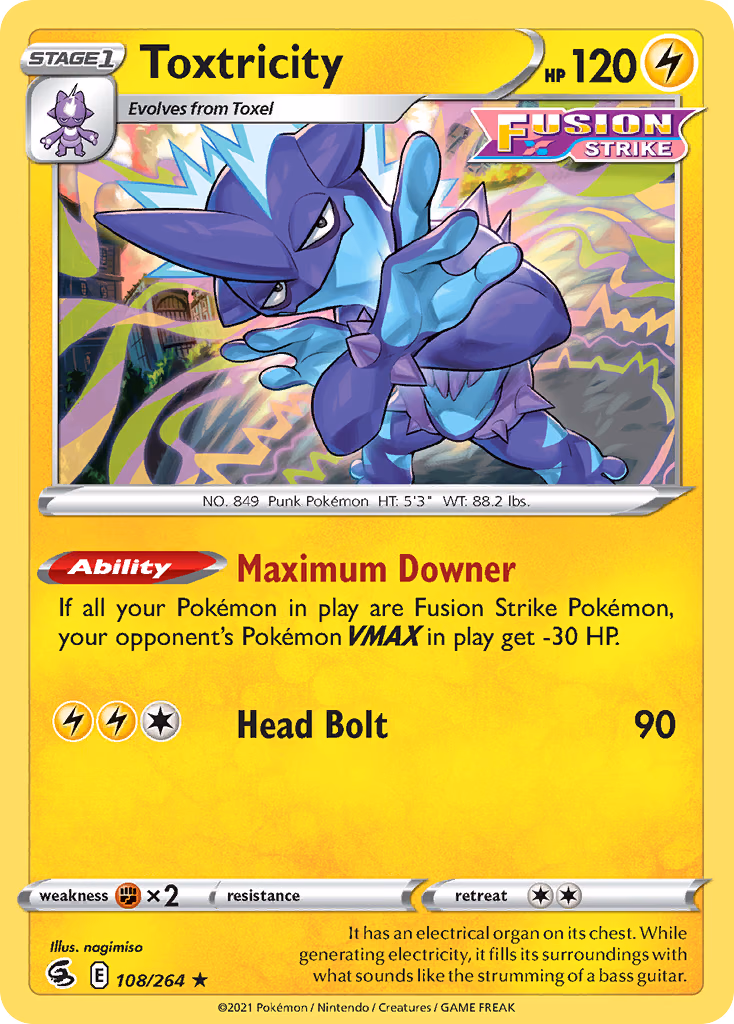 Toxtricity Pokemon card (108/264, Fusion Strike)