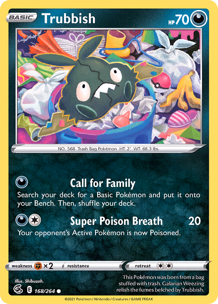 Trubbish Pokemon card (168/264, Fusion Strike)