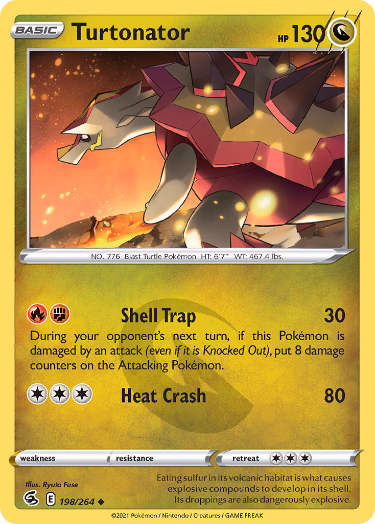 Turtonator Pokemon card (198/264, Fusion Strike)