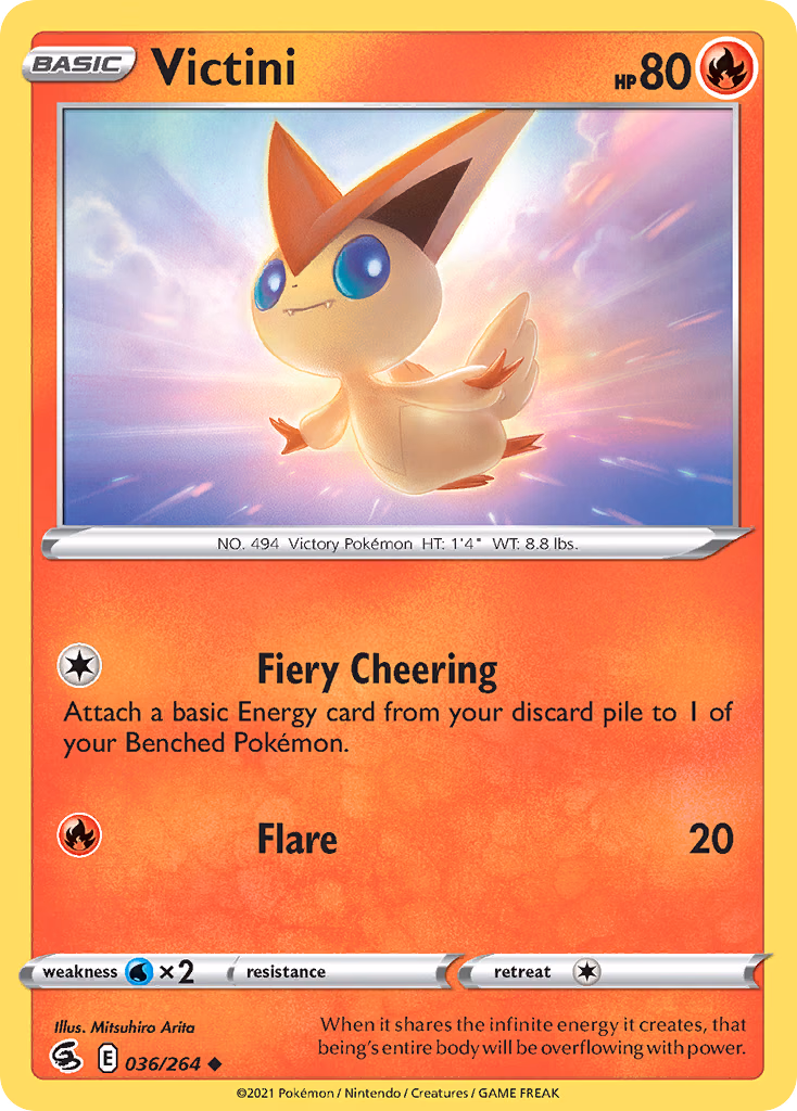 Victini Pokemon card (036/264, Fusion Strike)