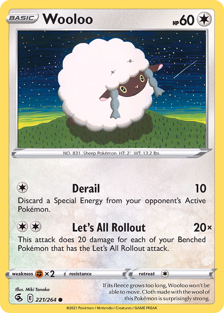 Wooloo Pokemon card (221/264, Fusion Strike)