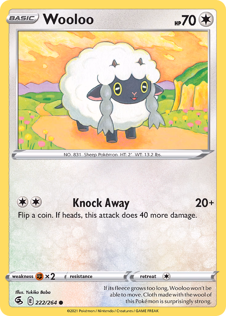 Wooloo Pokemon card (222/264, Fusion Strike)