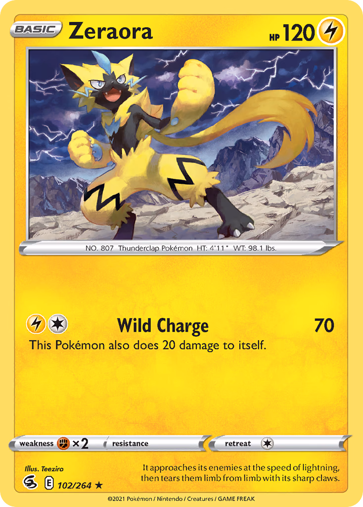 Zeraora Pokemon card (102/264, Fusion Strike)