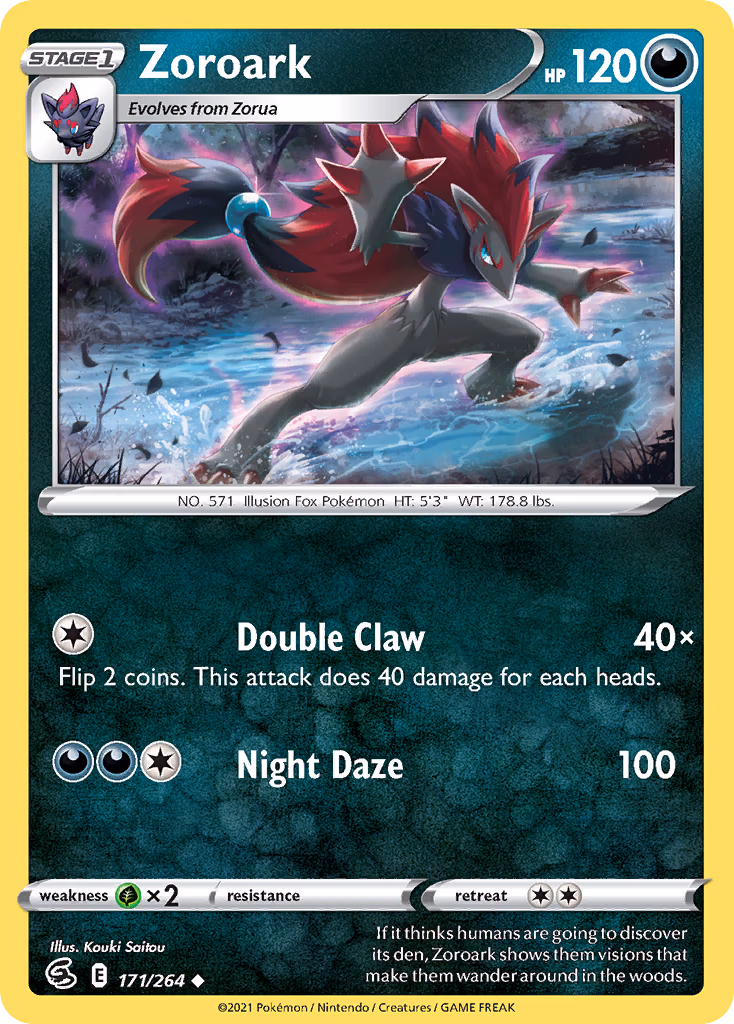 Zoroark Pokemon card (171/264, Fusion Strike)