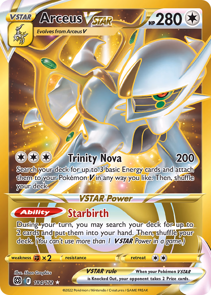 Arceus VSTAR Pokemon card (184/172, Brilliant Stars)