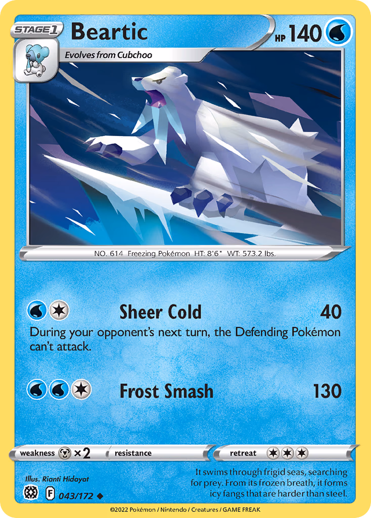 Beartic Pokemon card (043/172, Brilliant Stars)
