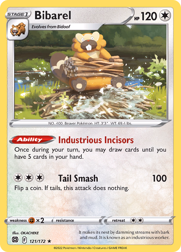 Bibarel Pokemon card (121/172, Brilliant Stars)