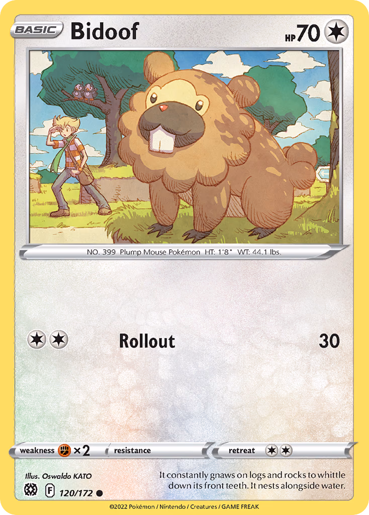 Bidoof Pokemon card (120/172, Brilliant Stars)