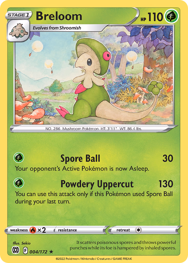 Breloom Pokemon card (004/172, Brilliant Stars)