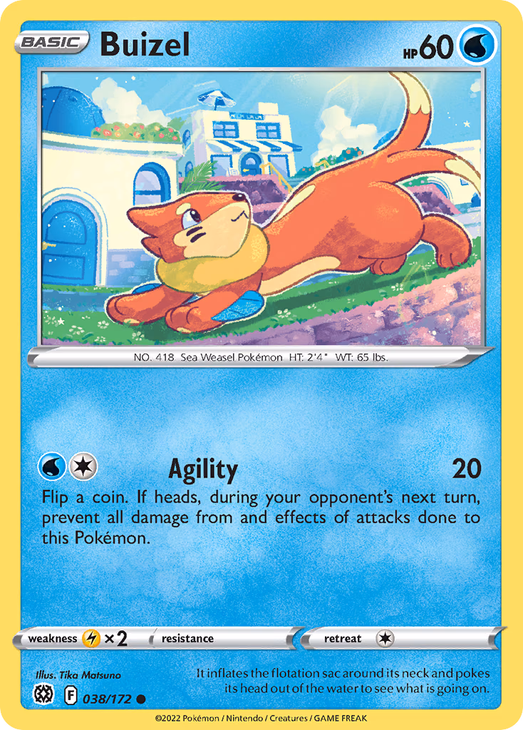 Buizel Pokemon card (038/172, Brilliant Stars)