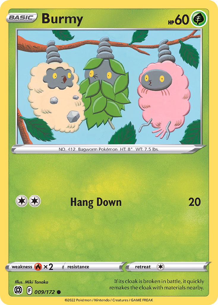 Burmy Pokemon card (009/172, Brilliant Stars)