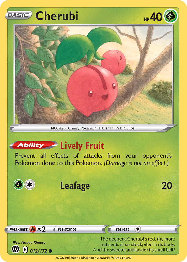 Cherubi Pokemon card (012/172, Brilliant Stars)