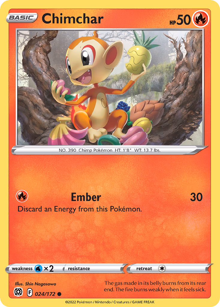 Chimchar Pokemon card (024/172, Brilliant Stars)