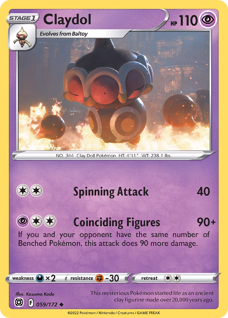 Claydol Pokemon card (059/172, Brilliant Stars)