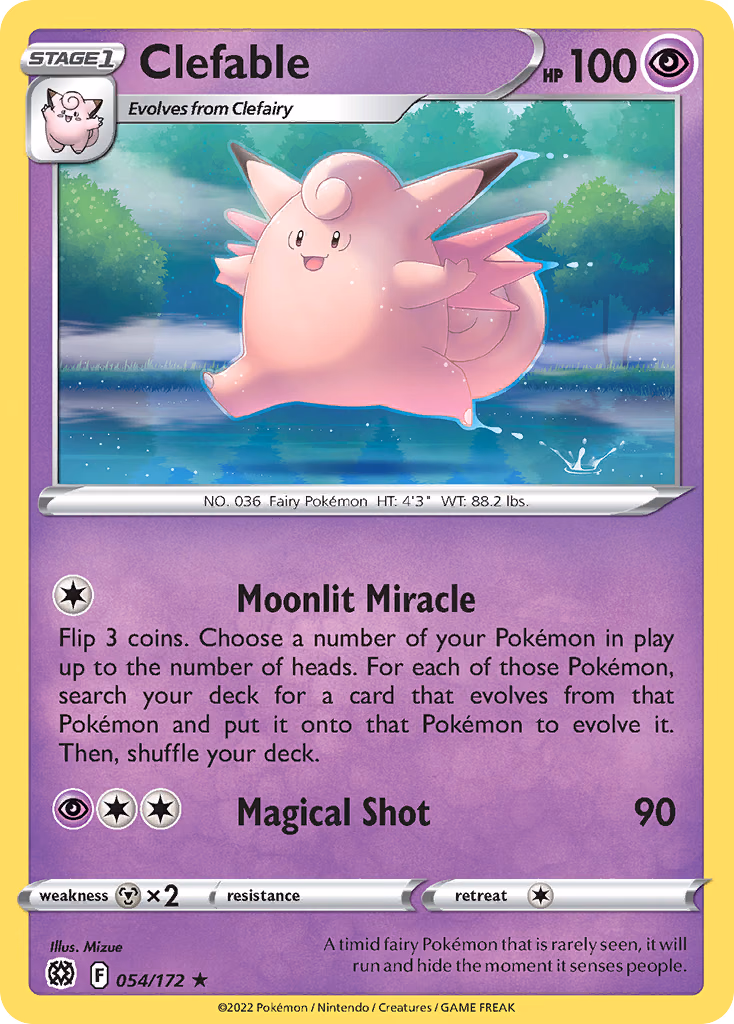 Clefable Pokemon card (054/172, Brilliant Stars)