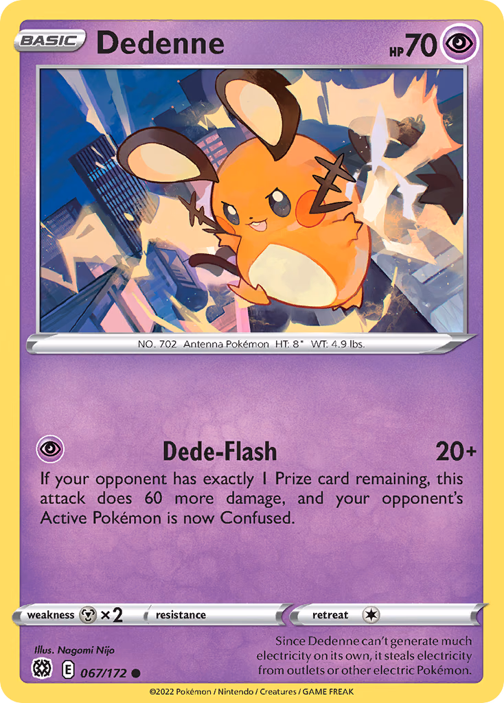 Dedenne Pokemon card (067/172, Brilliant Stars)