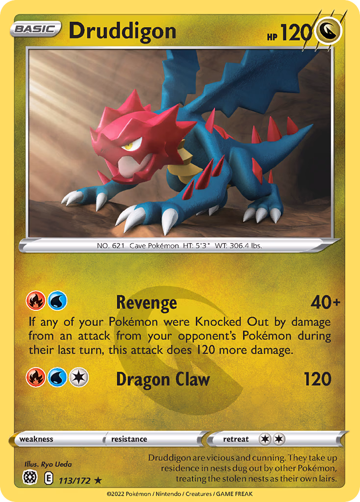 Druddigon Pokemon card (113/172, Brilliant Stars)