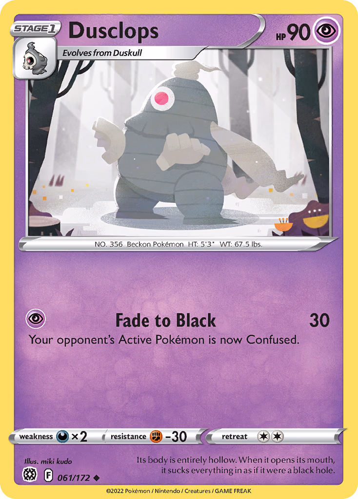 Dusclops Pokemon card (061/172, Brilliant Stars)