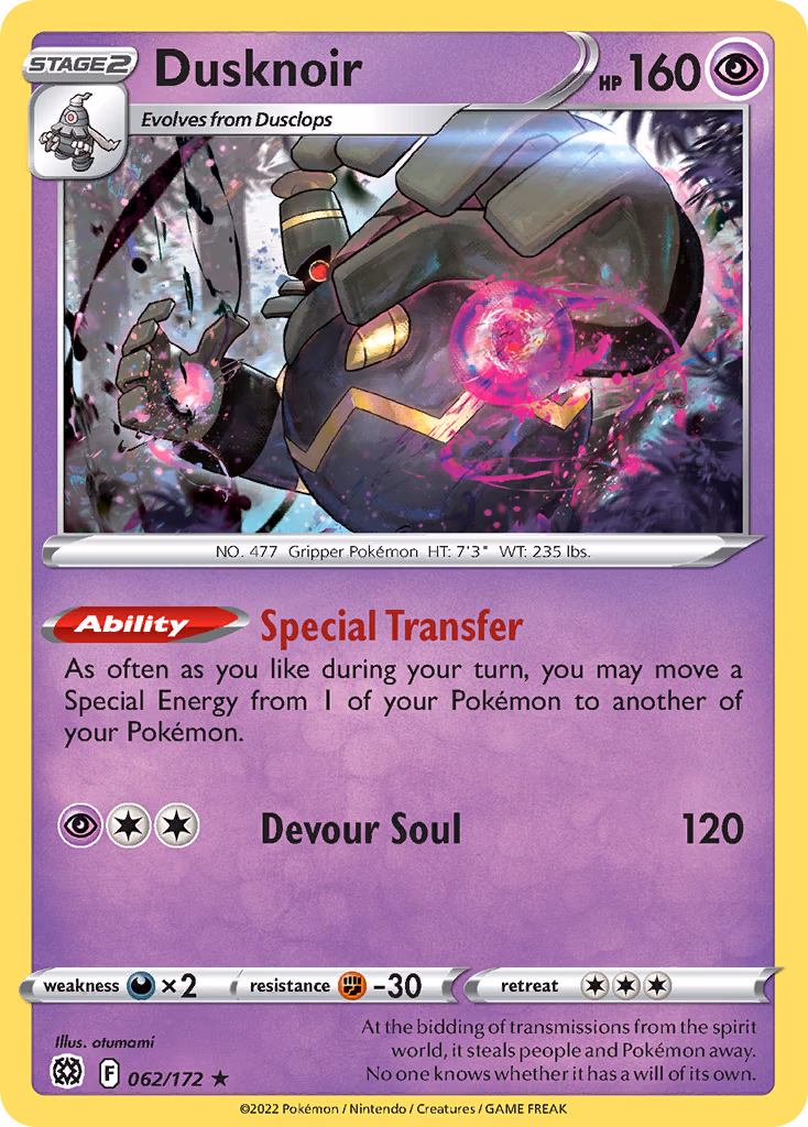 Dusknoir Pokemon card (062/172, Brilliant Stars)