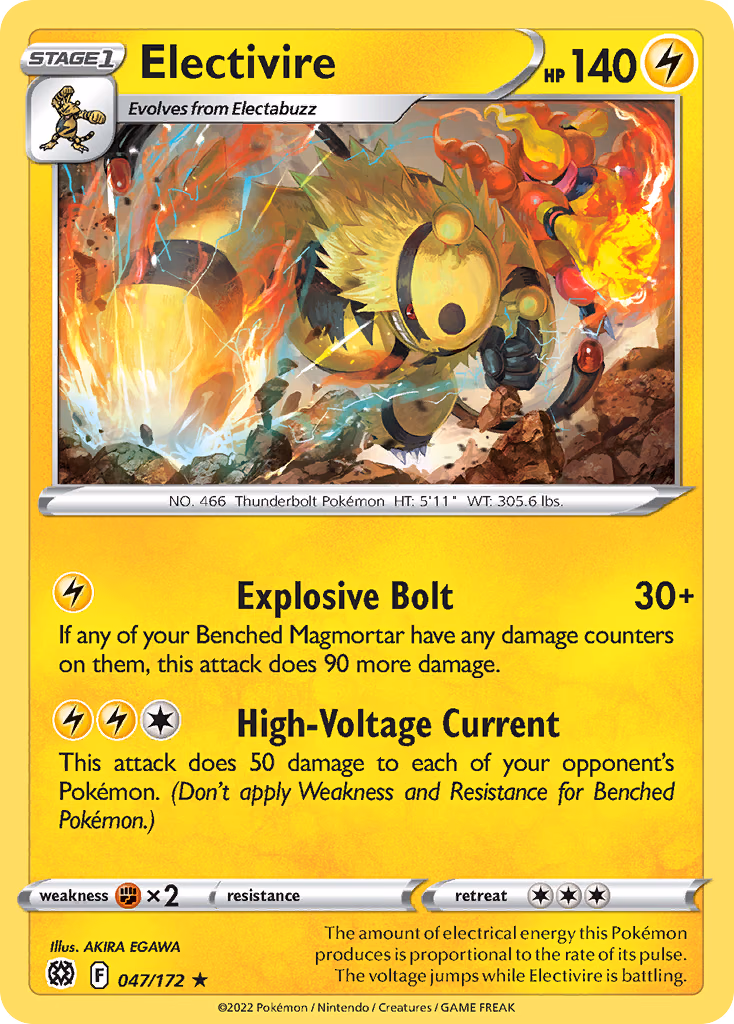 Electivire Pokemon card (047/172, Brilliant Stars)