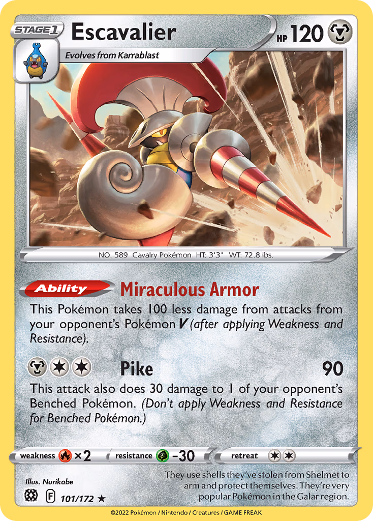 Escavalier Pokemon card (101/172, Brilliant Stars)