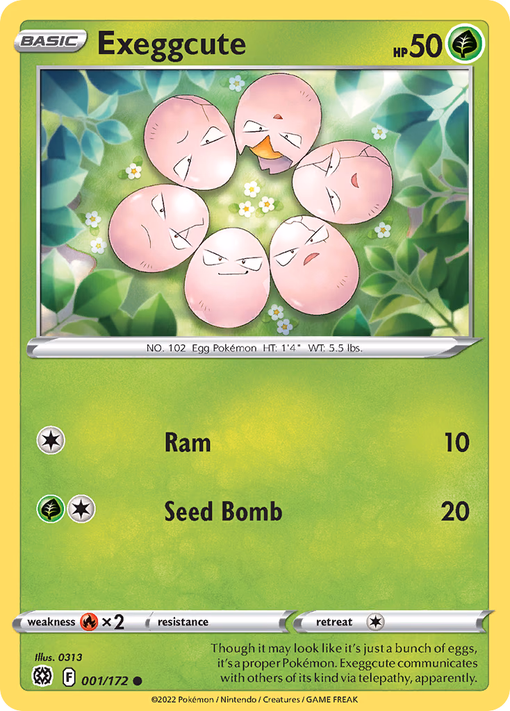 Exeggcute Pokemon card (001/172, Brilliant Stars)