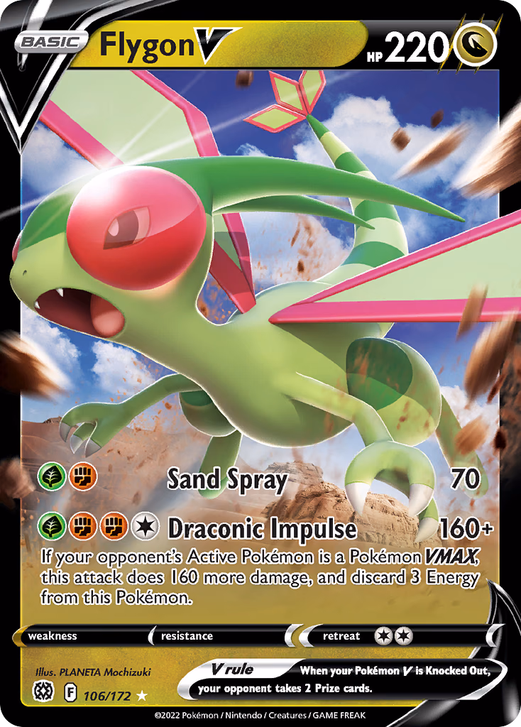 Flygon V Pokemon card (106/172, Brilliant Stars)