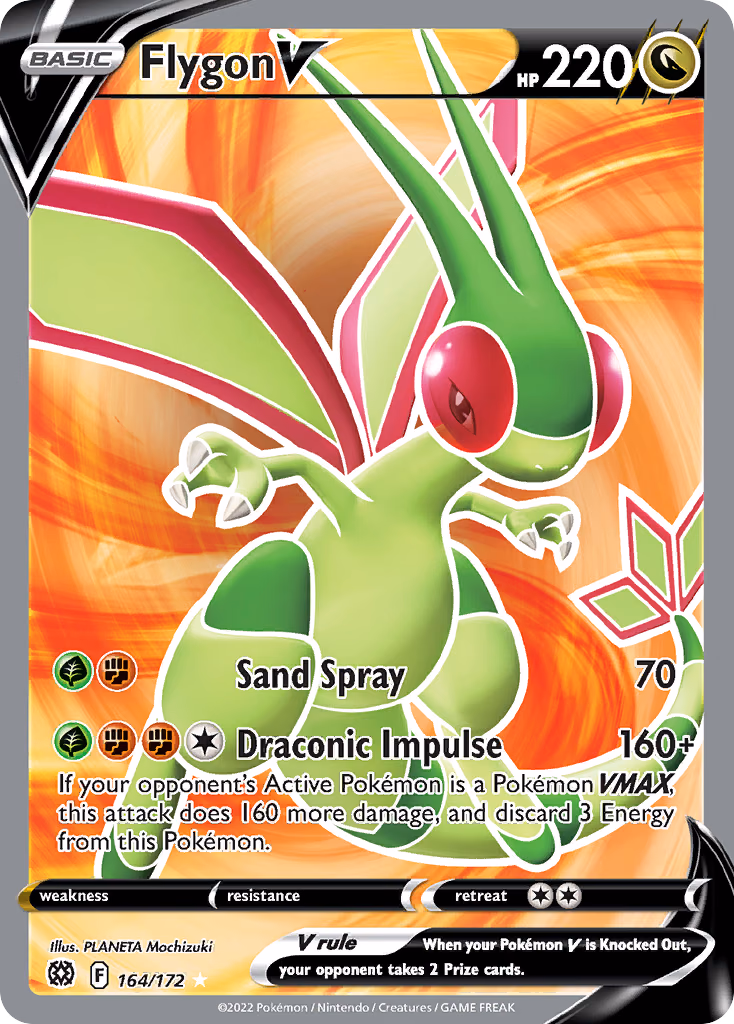 Flygon V Pokemon card (164/172, Brilliant Stars)
