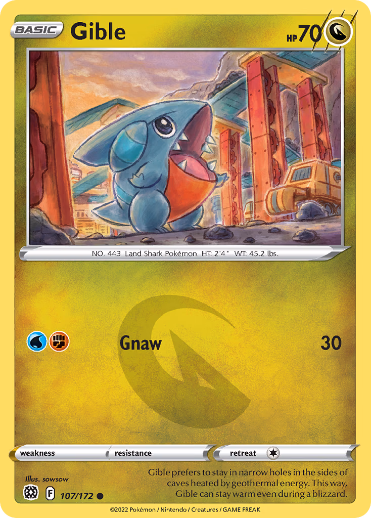 Gible Pokemon card (107/172, Brilliant Stars)