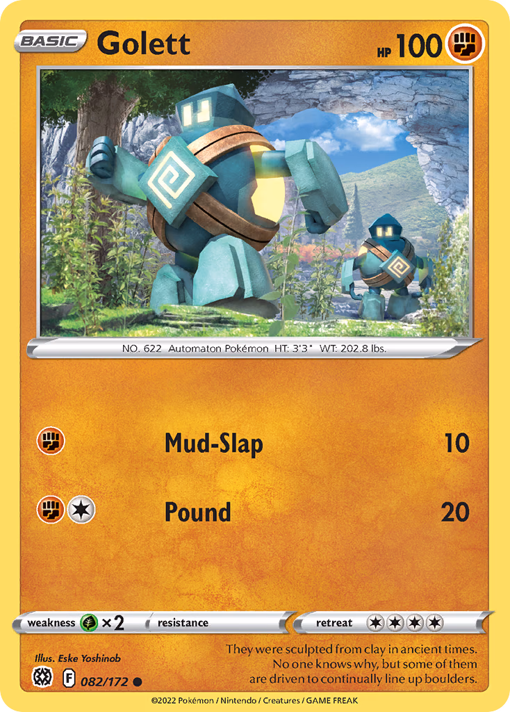 Golett Pokemon card (082/172, Brilliant Stars)