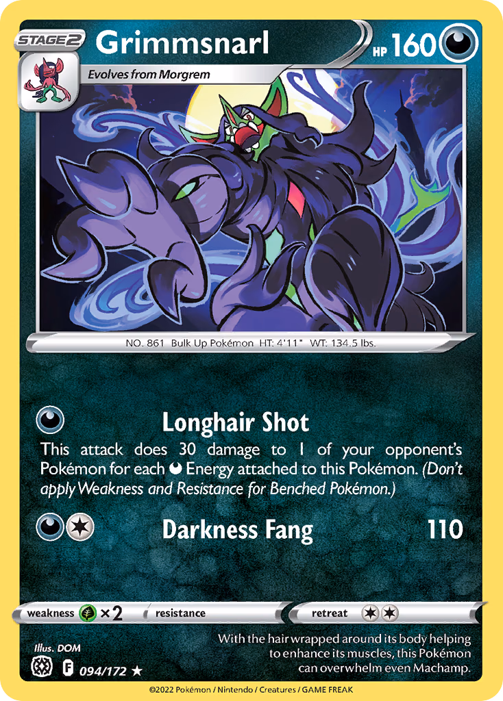 Grimmsnarl Pokemon card (094/172, Brilliant Stars)