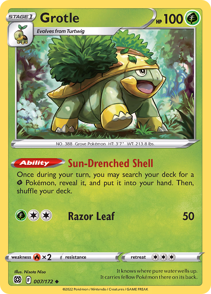 Grotle Pokemon card (007/172, Brilliant Stars)