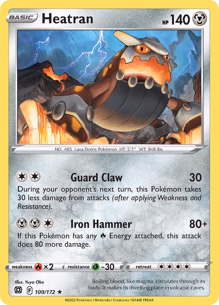 Heatran Pokemon card (100/172, Brilliant Stars)