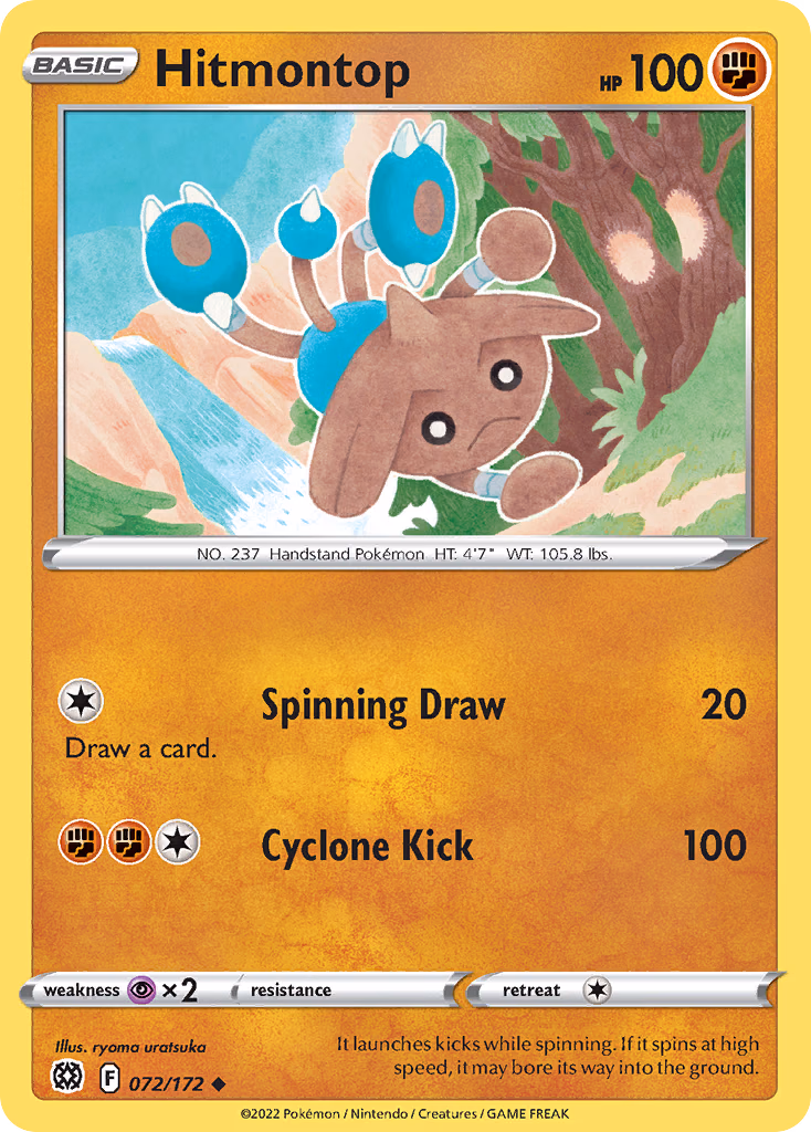 Hitmontop Pokemon card (072/172, Brilliant Stars)