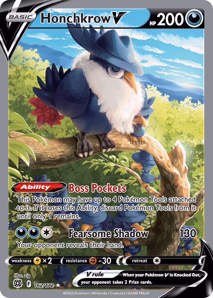 Honchkrow V Pokemon card (162/172, Brilliant Stars)