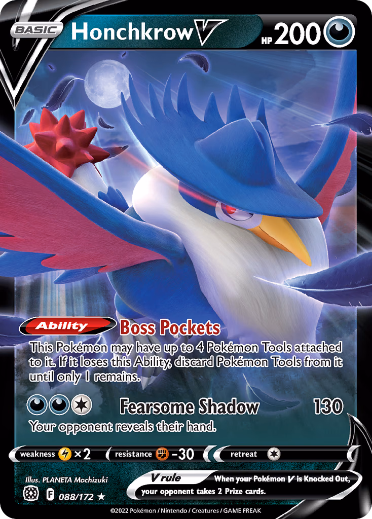 Honchkrow V Pokemon card (088/172, Brilliant Stars)