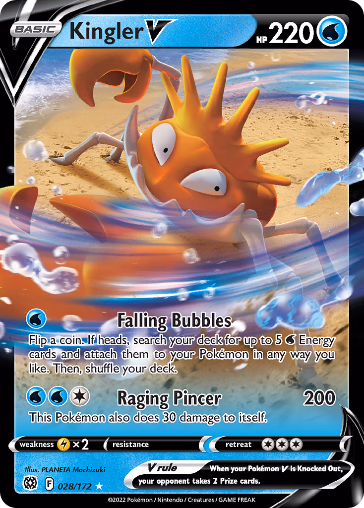 Kingler V Pokemon card (028/172, Brilliant Stars)