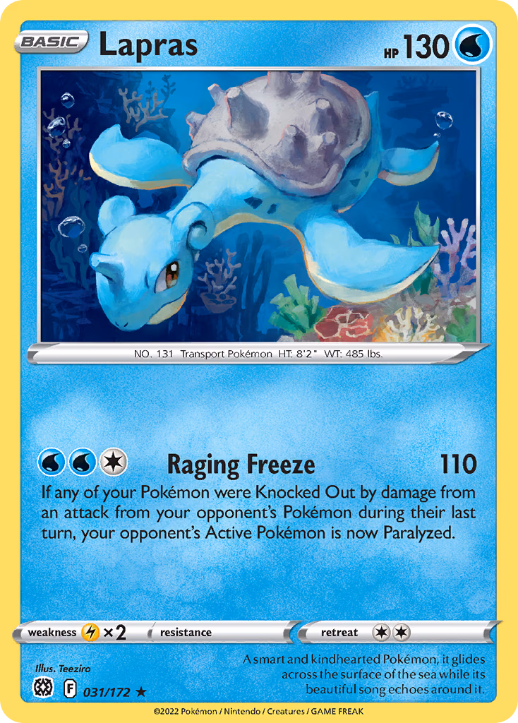 Lapras Pokemon card (031/172, Brilliant Stars)