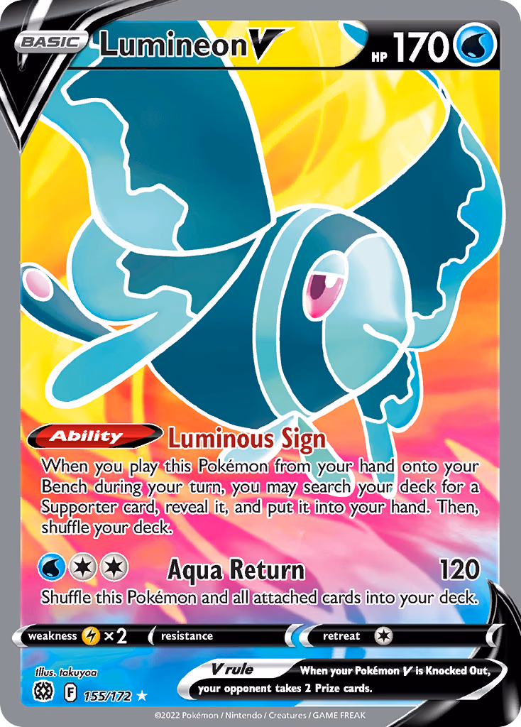 Lumineon V Pokemon card (155/172, Brilliant Stars)