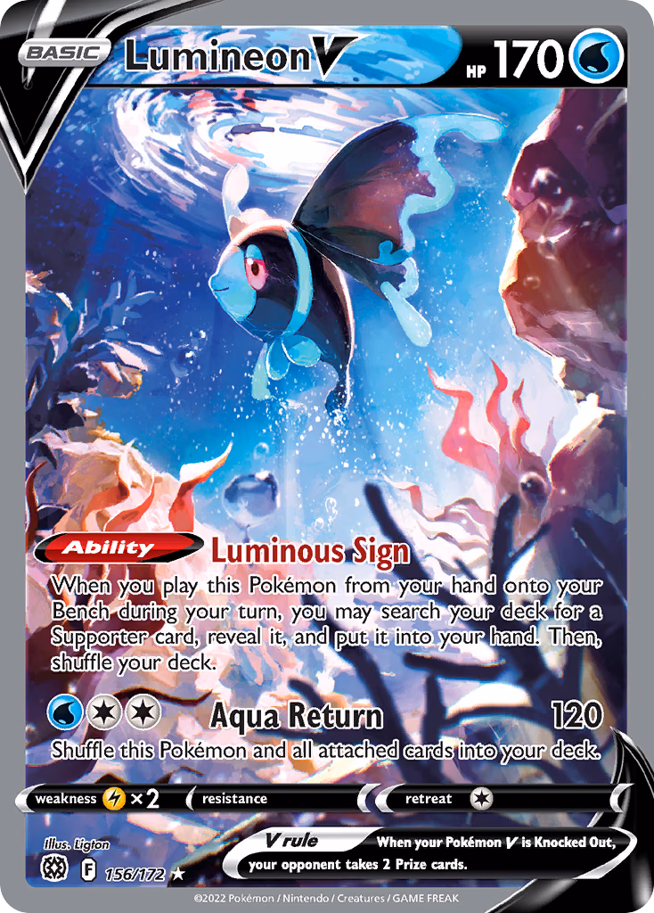 Lumineon V Pokemon card (156/172, Brilliant Stars)
