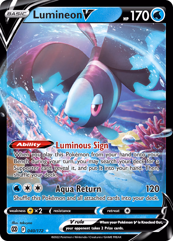 Lumineon V Pokemon card (040/172, Brilliant Stars)