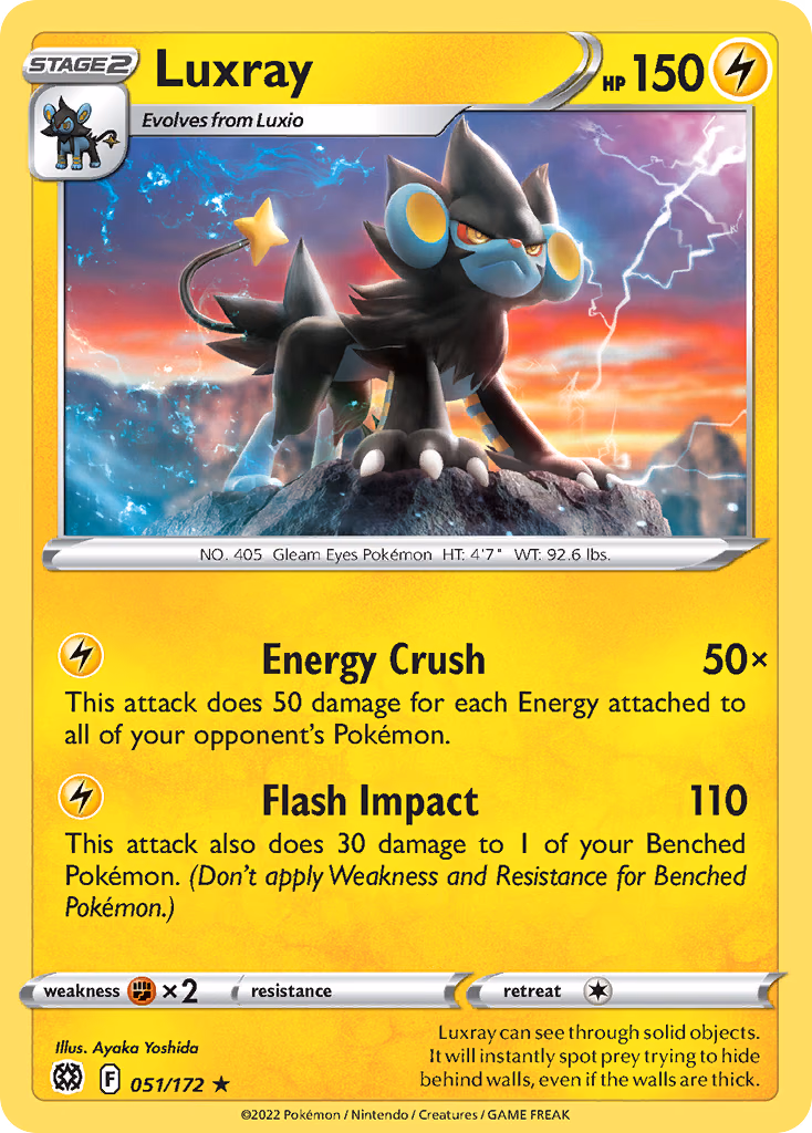Luxray Pokemon card (051/172, Brilliant Stars)
