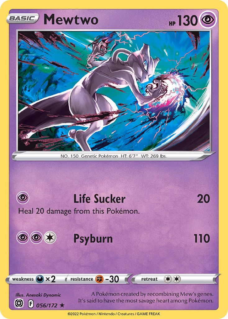 Mewtwo Pokemon card (056/172, Brilliant Stars)