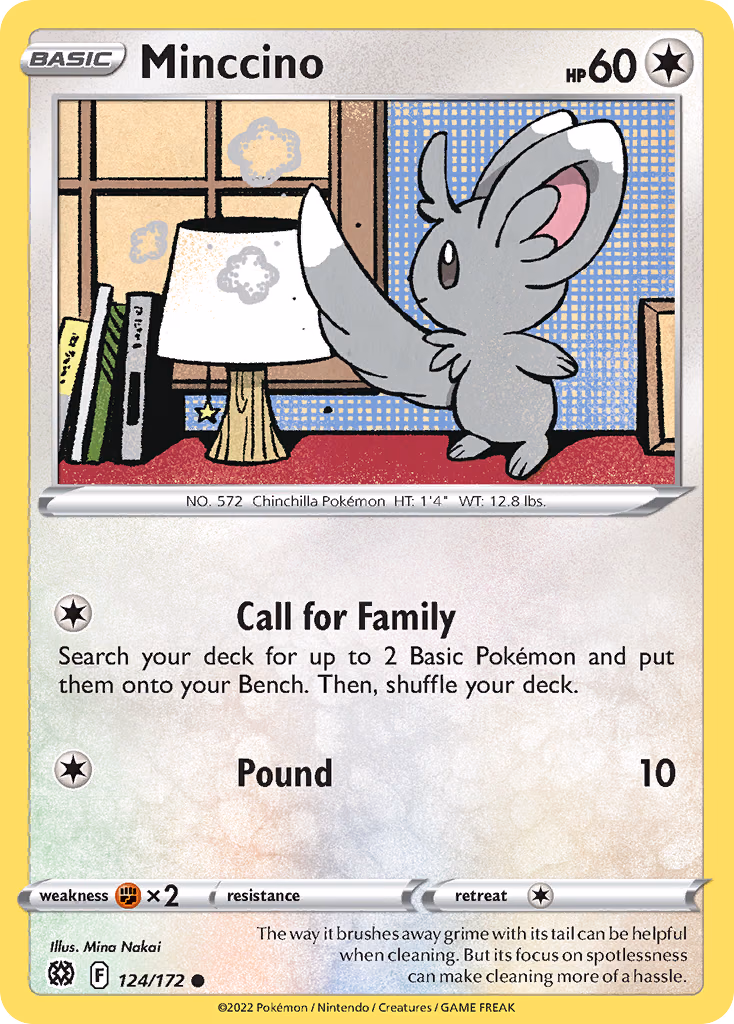 Minccino Pokemon card (124/172, Brilliant Stars)