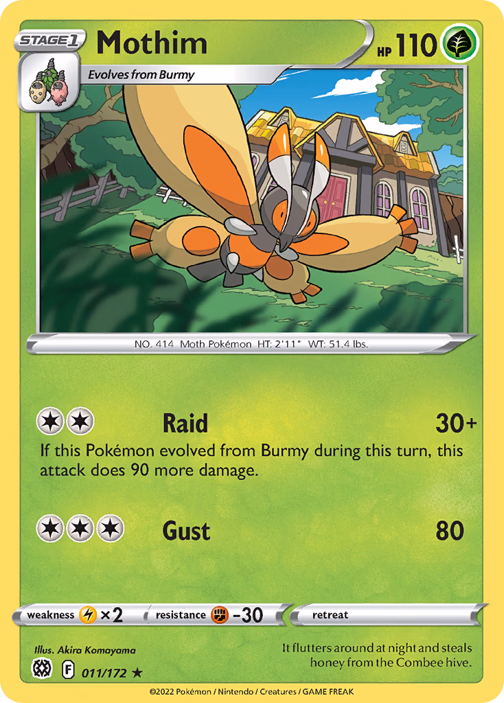 Mothim Pokemon card (011/172, Brilliant Stars)