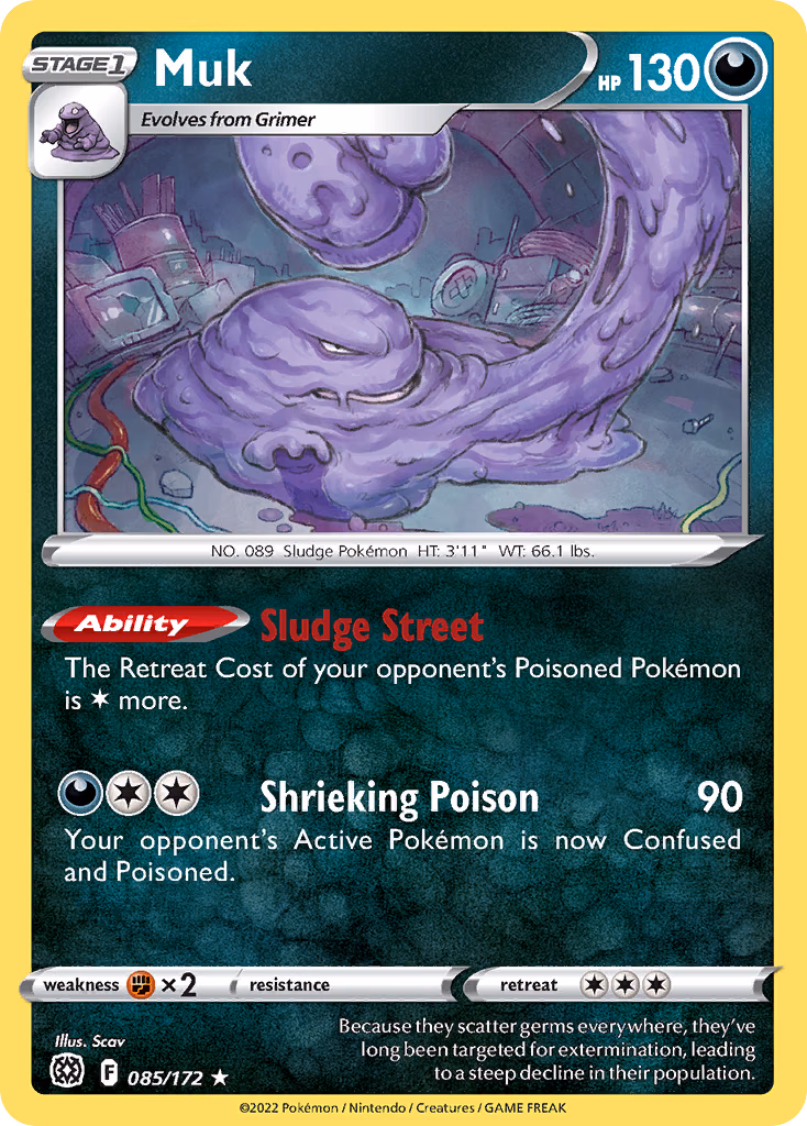 Muk Pokemon card (085/172, Brilliant Stars)