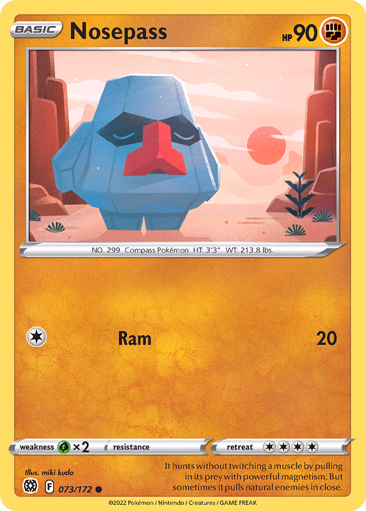 Nosepass Pokemon card (073/172, Brilliant Stars)